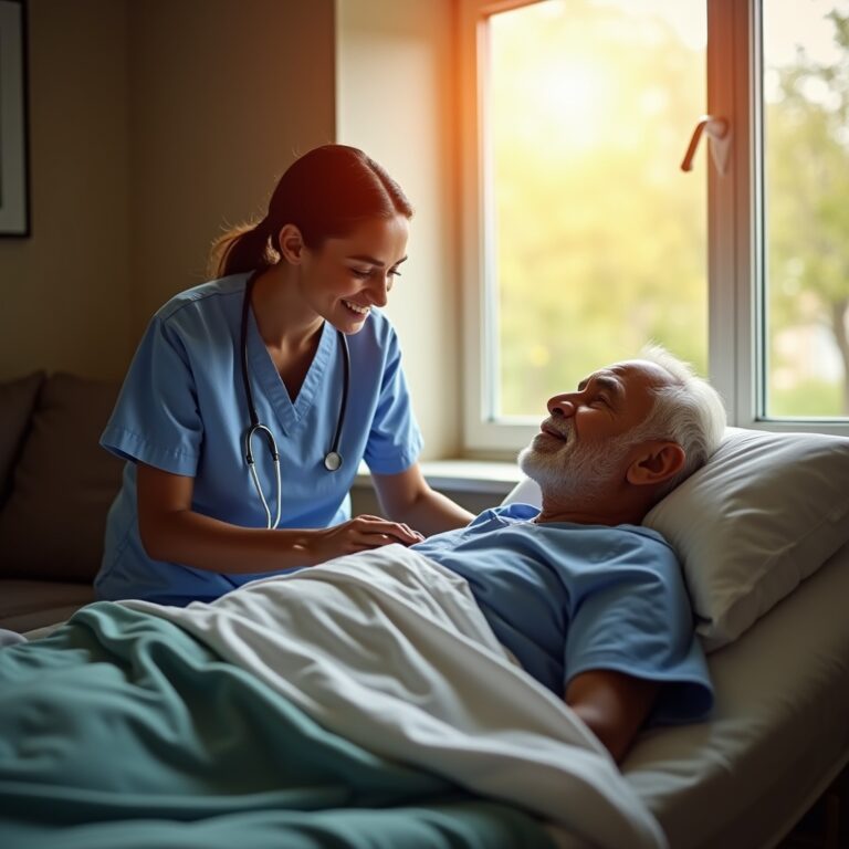 Paciente sendo atendido em casa por profissional da saúde, ilustrando o direito ao serviço de home care mesmo quando o plano de saúde recusa a cobertura.