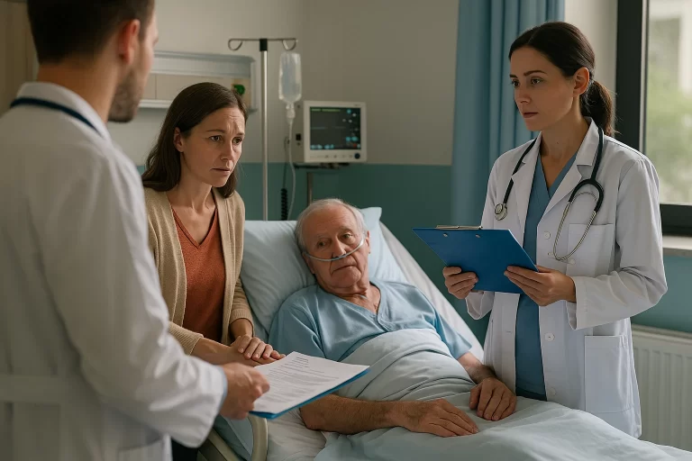 Paciente em hospital enfrentando alta precoce imposta pelo plano de saúde, representando a importância da liminar judicial para manter a internação conforme recomendação médica.