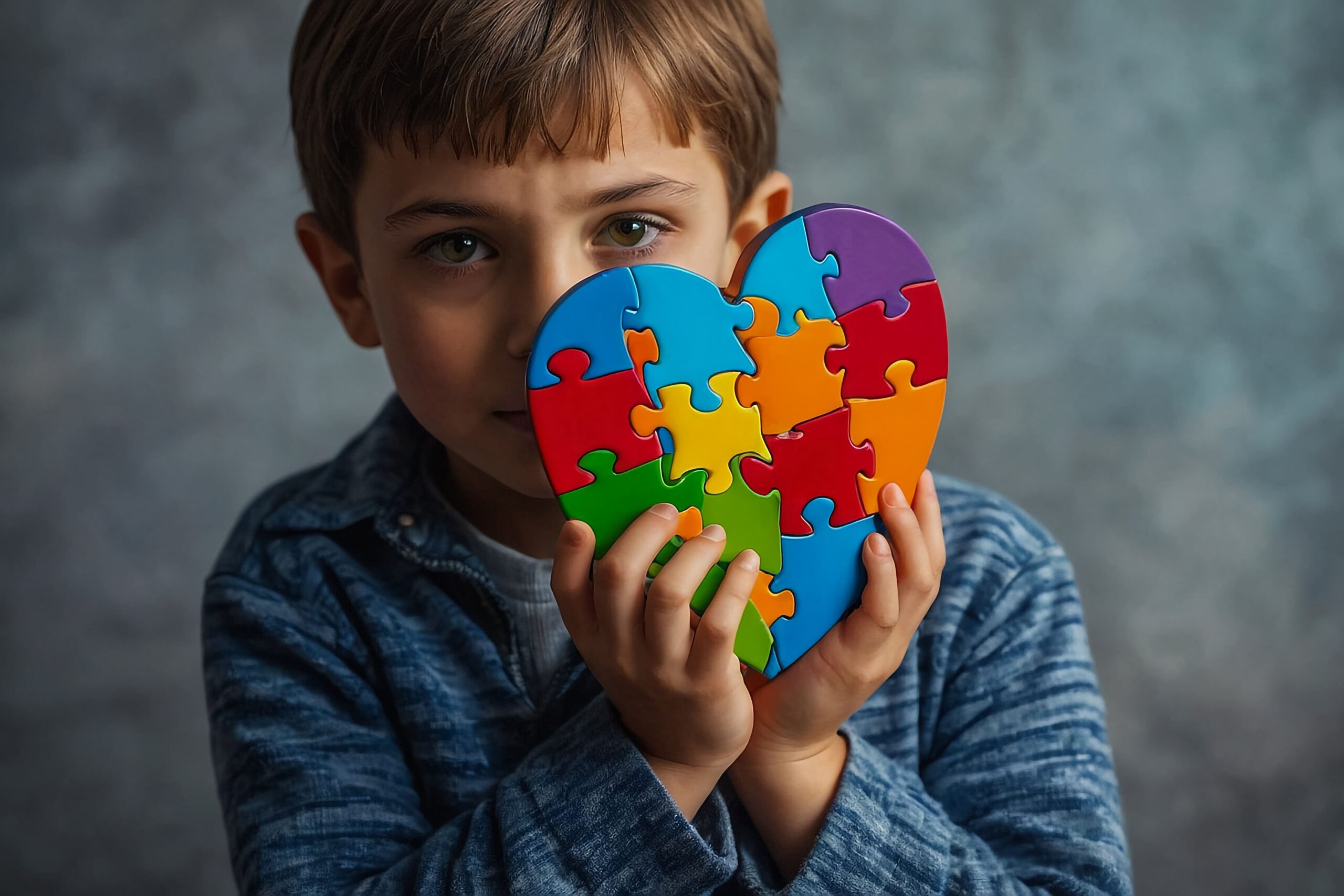 Criança com símbolo do autismo , representando a decisão do TJSP que proíbe planos de saúde de limitarem o número de sessões terapêuticas e reafirma o direito ao tratamento individualizado.